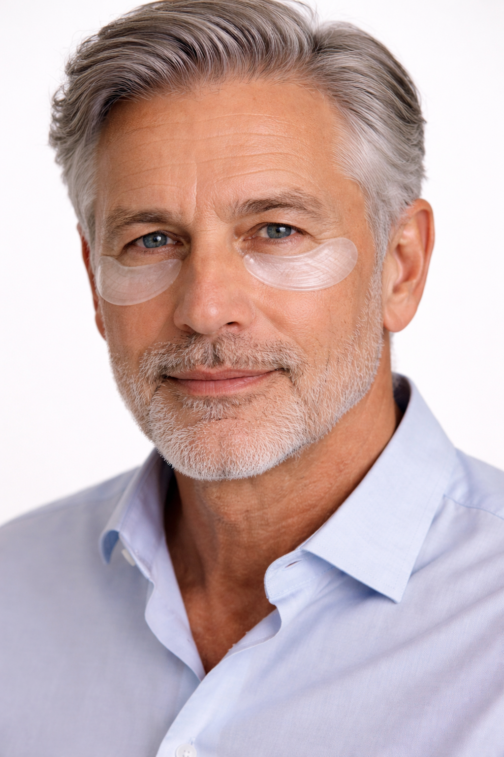 CreaseAlign™ under-eye structural support patches applied for fine lines